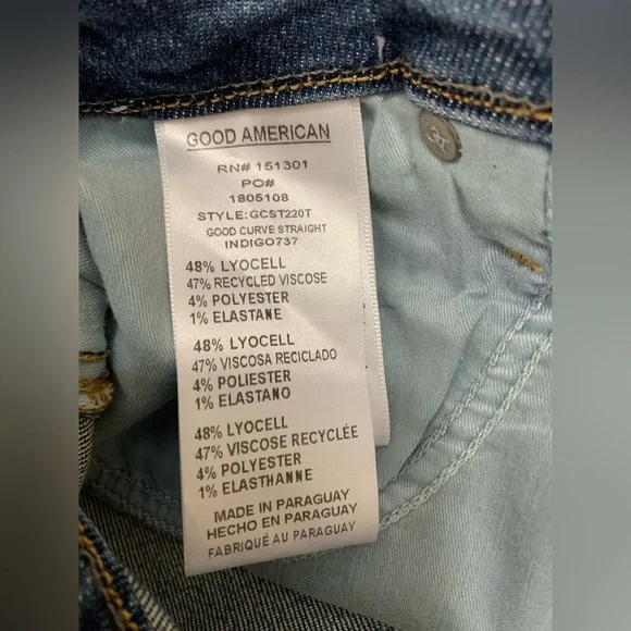 New Good American Good Curve Straight Sz 12 Jeans - Picture 6 of 7